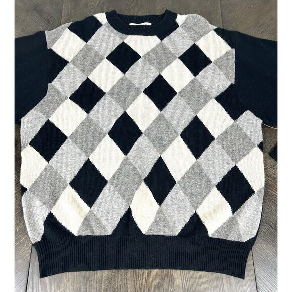 New Vtg Lambs Wool Sweater Men's Size M Heather & Tweed Diamond Pullover NWT - Picture 4 of 9